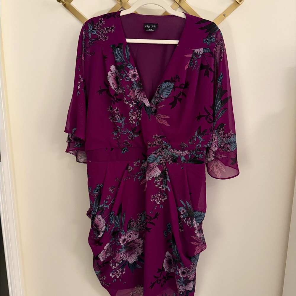 City Chic Vibrant Purple Dress size M/18
